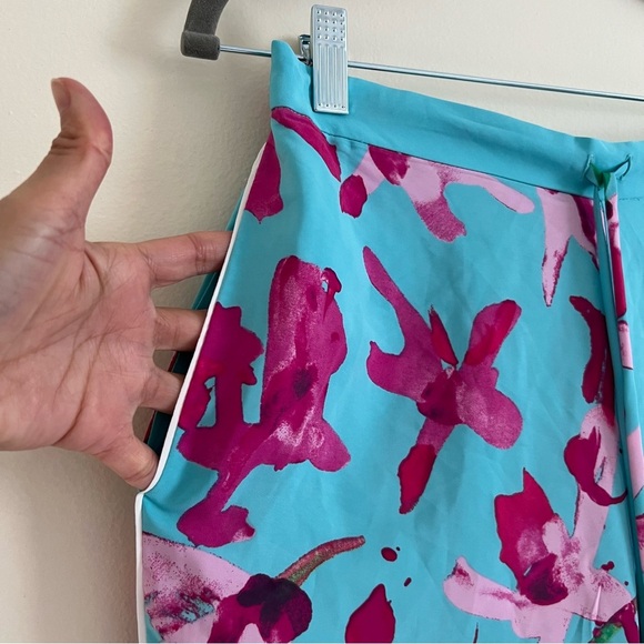 Natori Womens Pants Small Blue Pink Floral Preppy Tapered Silhouette Casual Chic - Picture 6 of 16